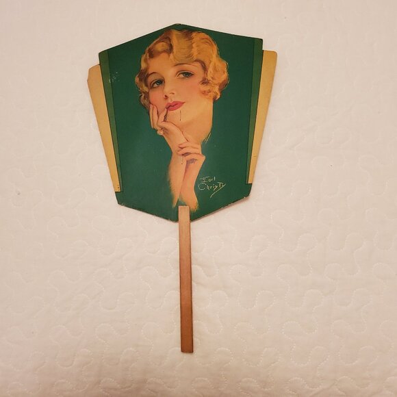 TRUE VINTAGE CARDBOARD ADVERTISING HAND FAN - Picture 1 of 2